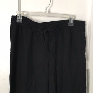 Black linen wide leg pants
